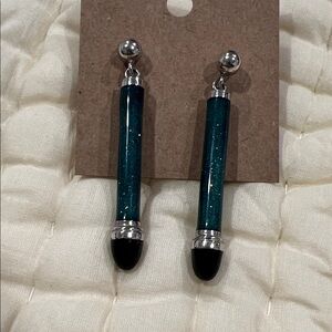 Teal and Black Drop Earrings 925 Silver